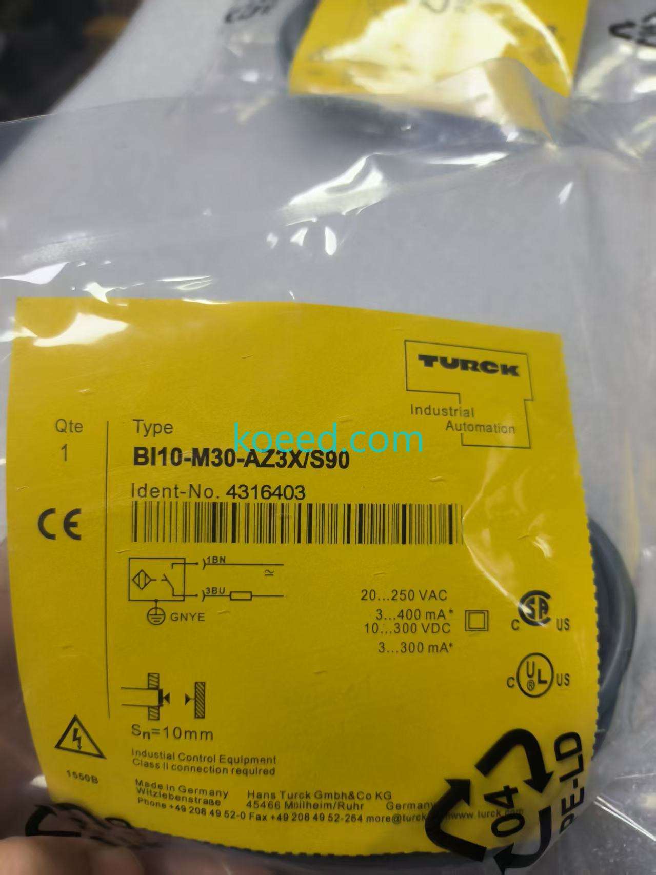 BI10-M30-AZ3X/S90 4316403 - Product View